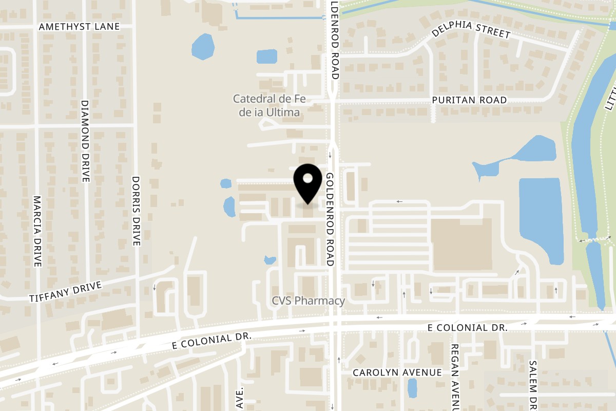 Map showing the location of Willie's Pinchos in Orlando on 1718 North Goldenrod Road in Orlando